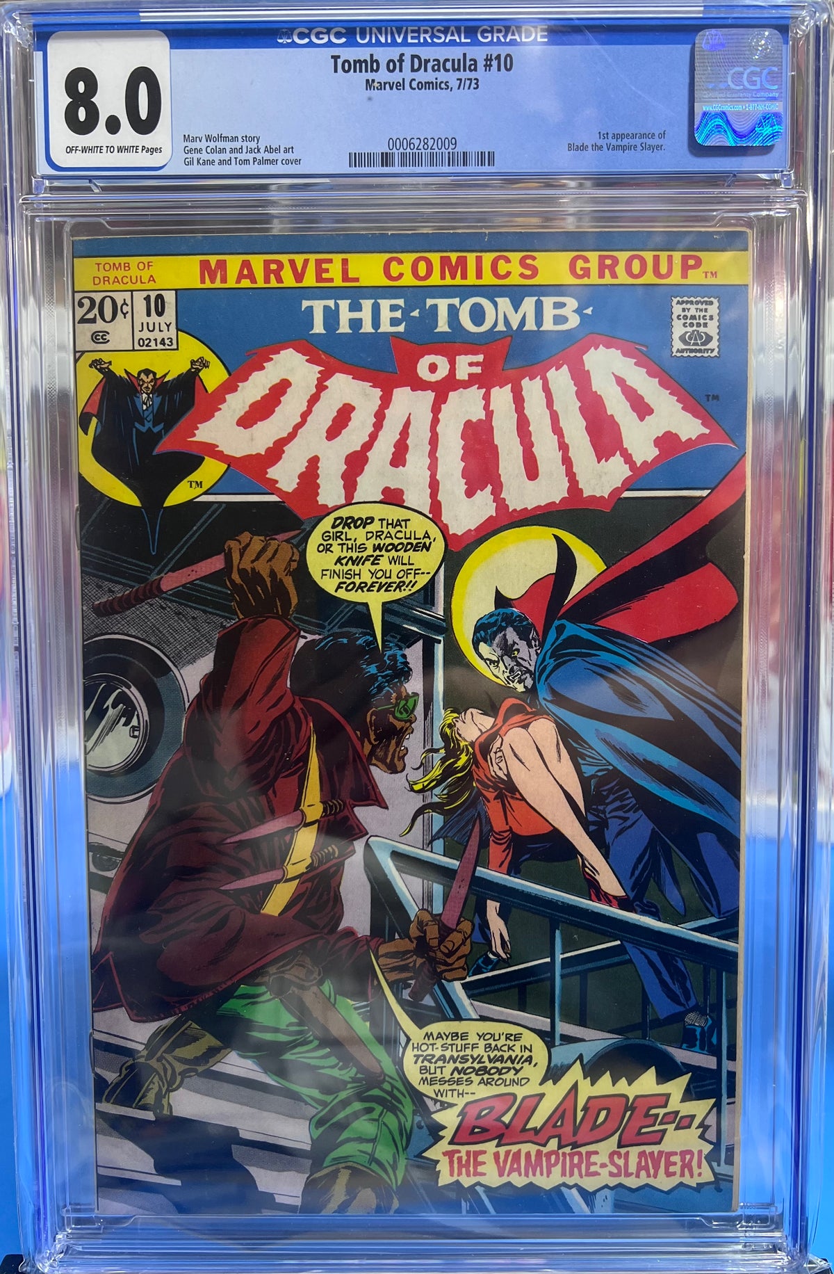 8.0 CGC DRACULA #10 (1973) 1ST APP BLADE
