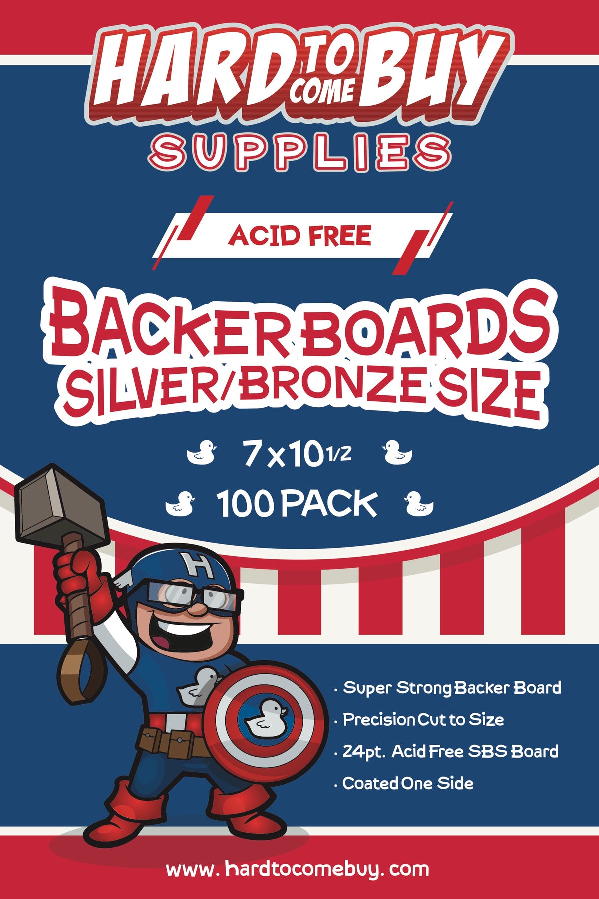 HTCB ACID FREE 24PT COMIC BOOK BOARDS -  SILVER/BRONZE - 100PACK