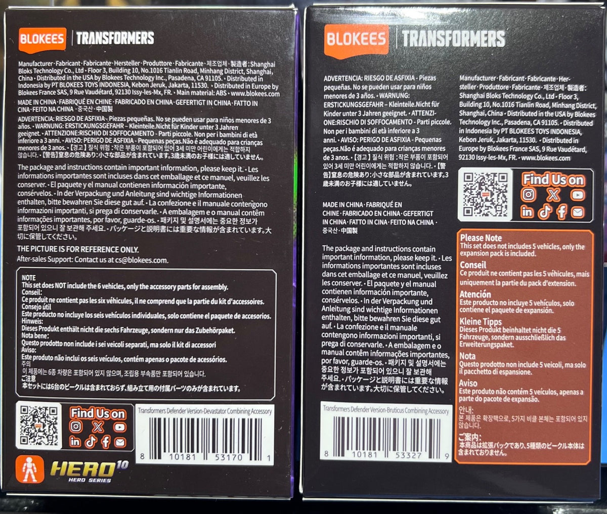 BLOKEES  TRANSFORMERS DEFENDER VERSION - BRUTICUS &  DEVASTATOR ACCESSORY KIT