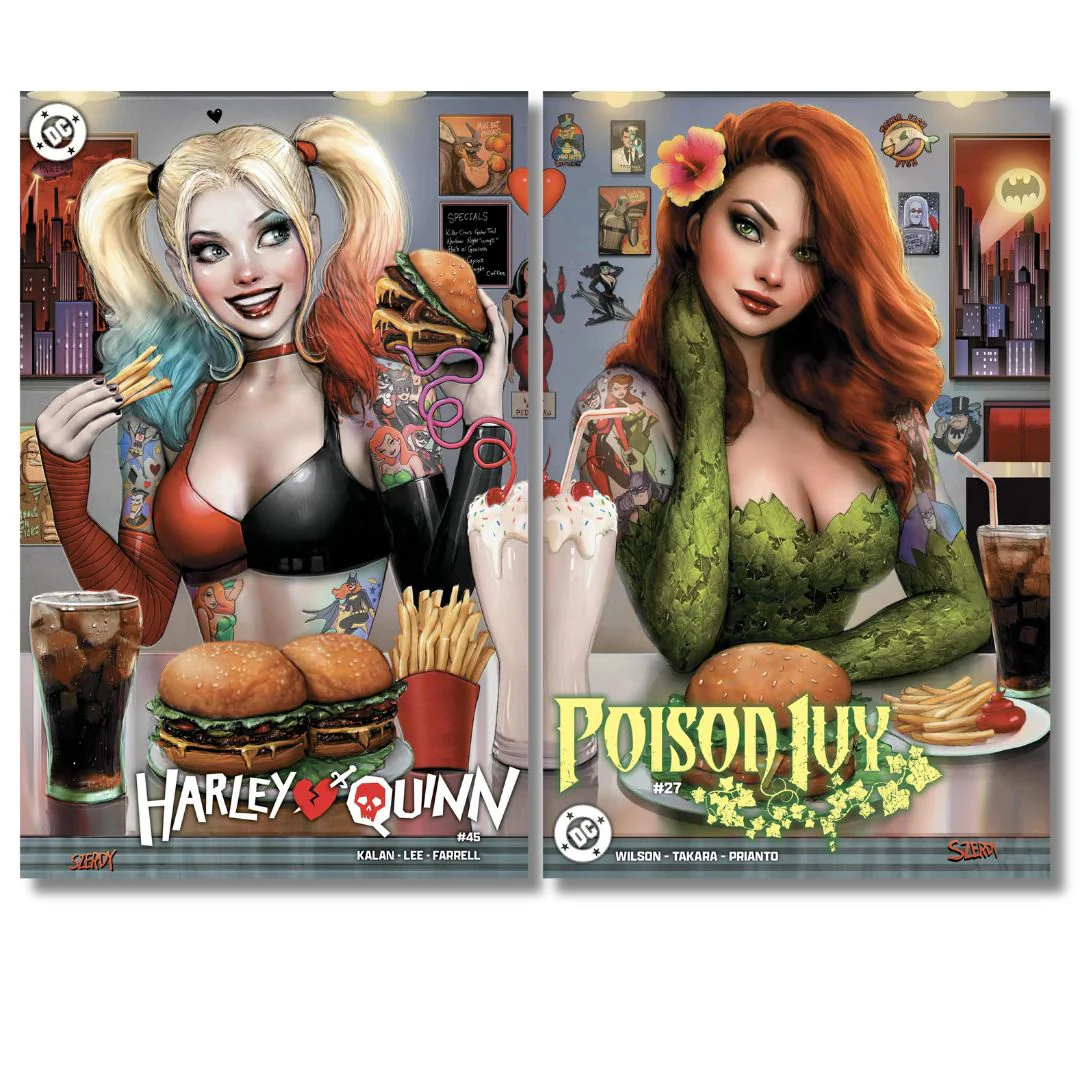 HARLEY QUINN #45 & POISON IVY #27 EXCLUSIVE CONNECTING TRADE SET - SZERDY
