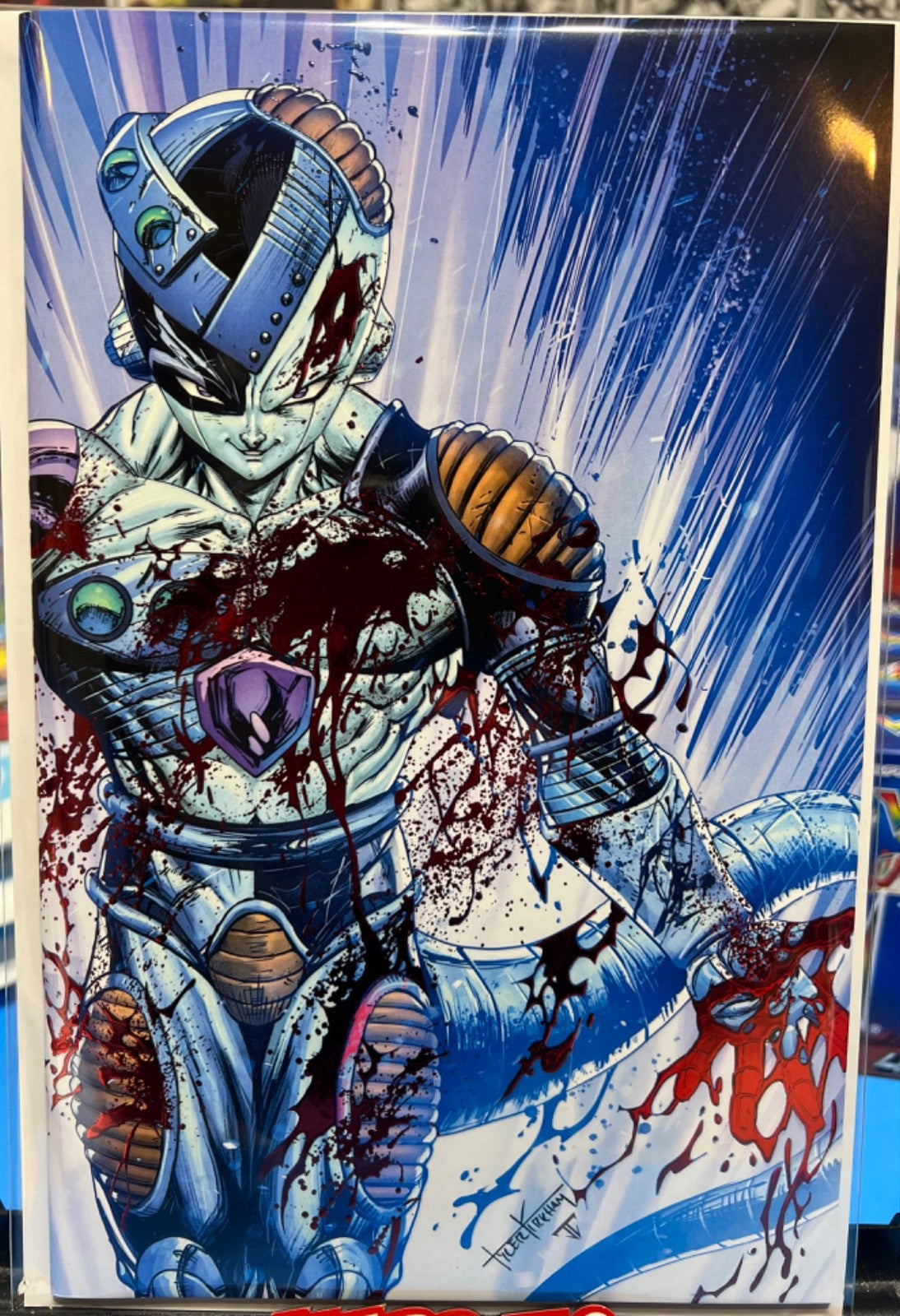 BATTLE DAMAGE DBZ MECHA FRIEZA LTD 30 SPOT FOIL KIRKHAM CONVENTION EXCLUSIVE