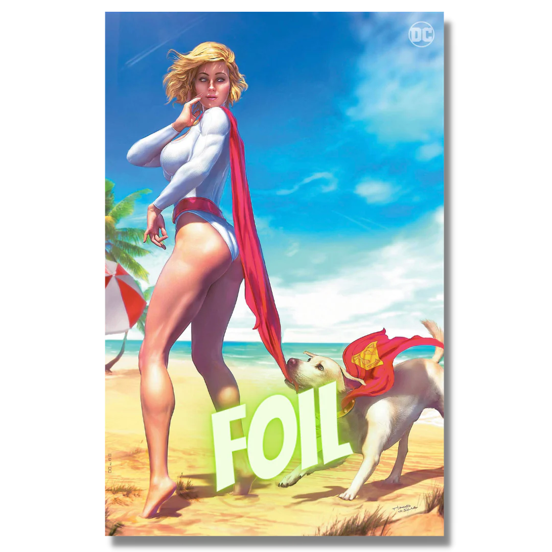 NYCC FOIL GNORTS ILLUSTRATED SWIMSUIT 1 VIRGIN EXCLUSIVE - DA SILVA POWER GIRL