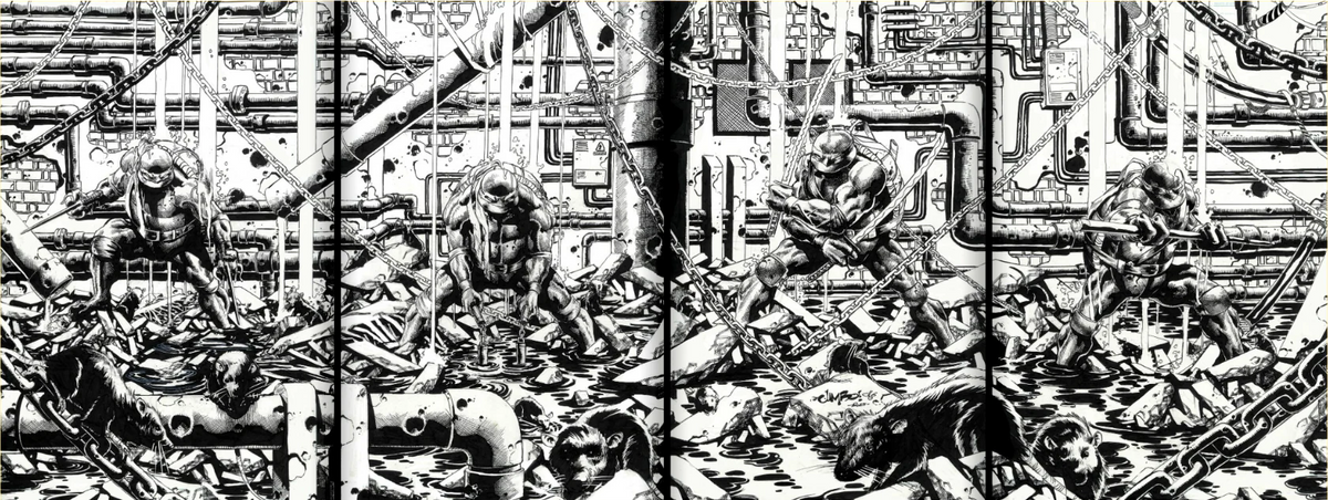 TMNT TEENAGE MUTANT NINJA TURTLES #9-12 VIRGIN EXCLUSIVE B&W CONNECTING COVER