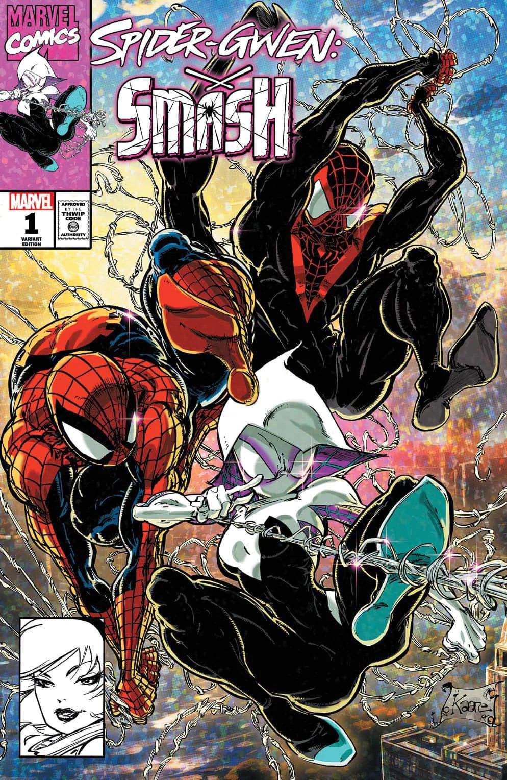 SPIDER-GWEN SMASH #1 EXCLUSIVE VIRGIN/TRADE 90s RETRO - KAARE ANDREWS  LTD 1000