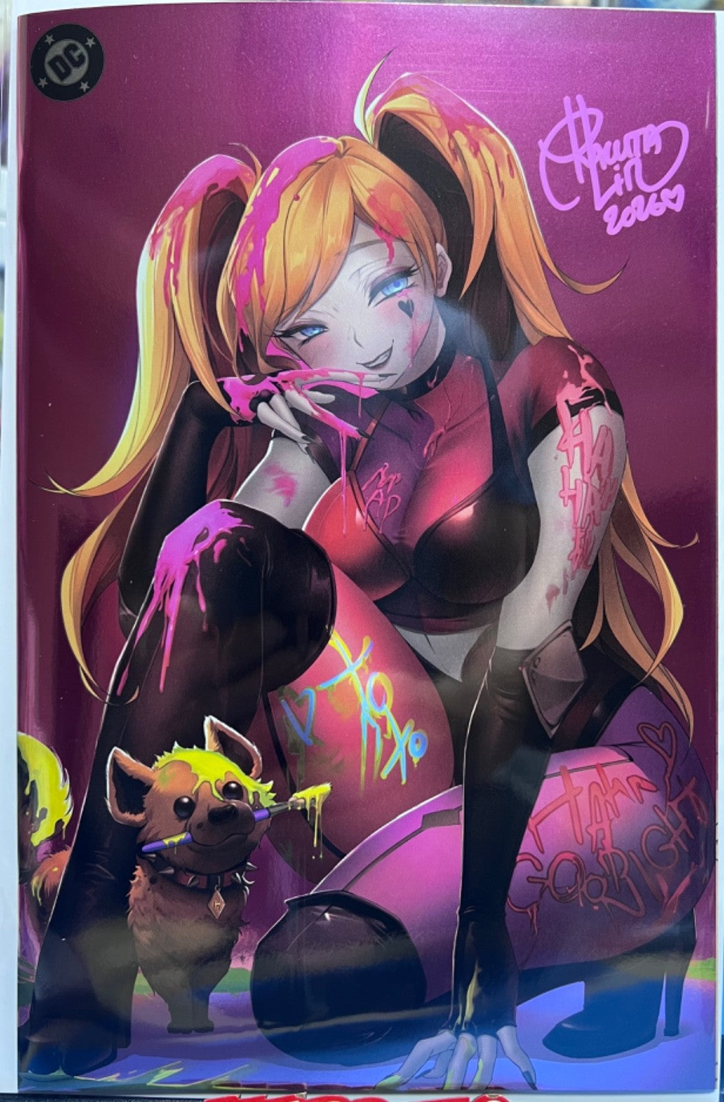 HARLEY QUINN #61 LACC VIRGIN FOIL EXCLUSIVE SIGNED RATCHA LIN w/COA