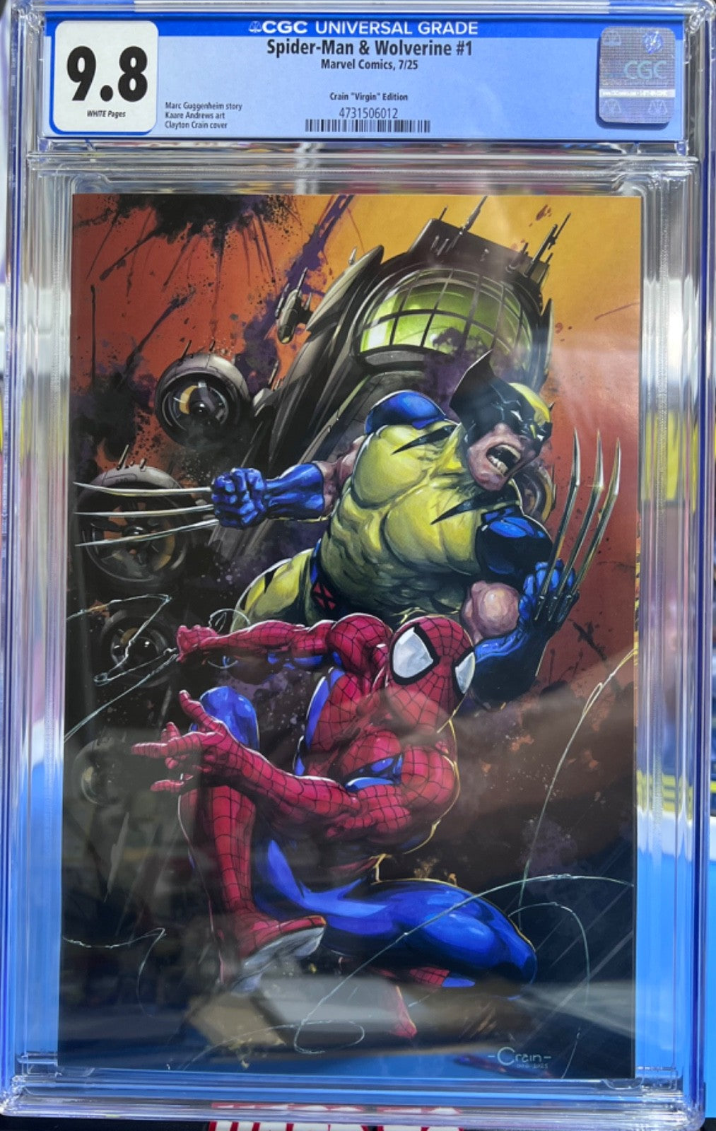 9.8 CGC 1:100 SPIDER-MAN & WOLVERINE #1 VIRGIN INCENTIVE - CLAYTON CRAIN