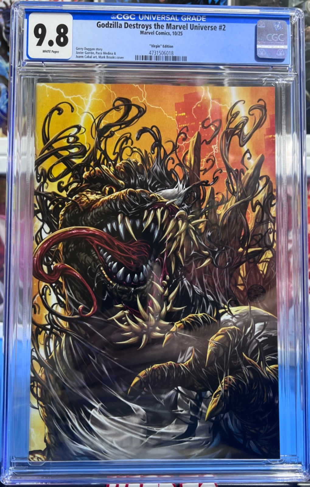 9.8 CGC 1:100 GODZILLA DESTROYS MARVEL UNIVERSE #2 VIRGIN INCENTIVE - BROOKS