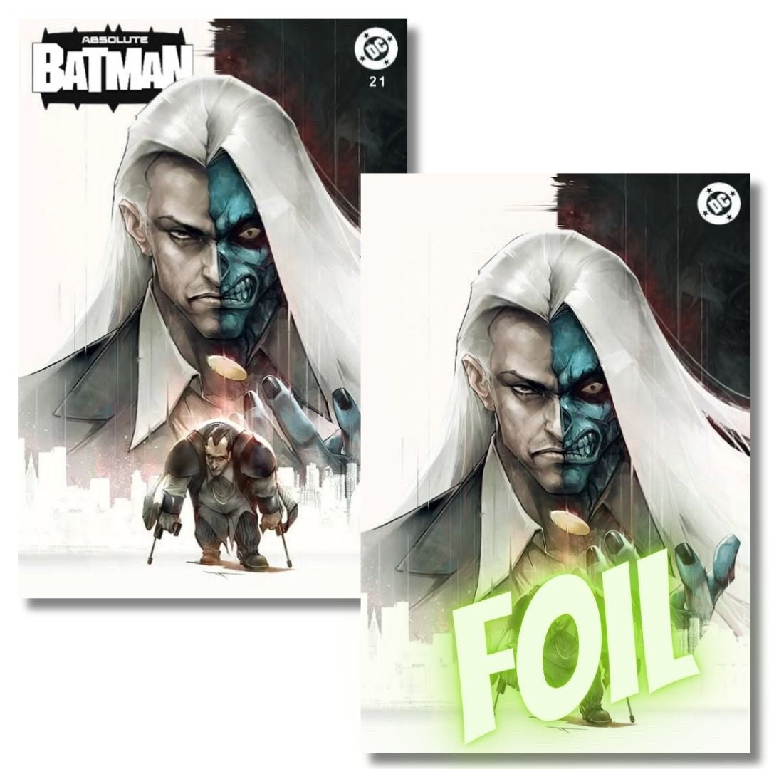 ABSOLUTE BATMAN #21 EXCLUSIVE VIRGIN FOIL & TRADE - IVAN TAO TWO-FACE & PENQUIN
