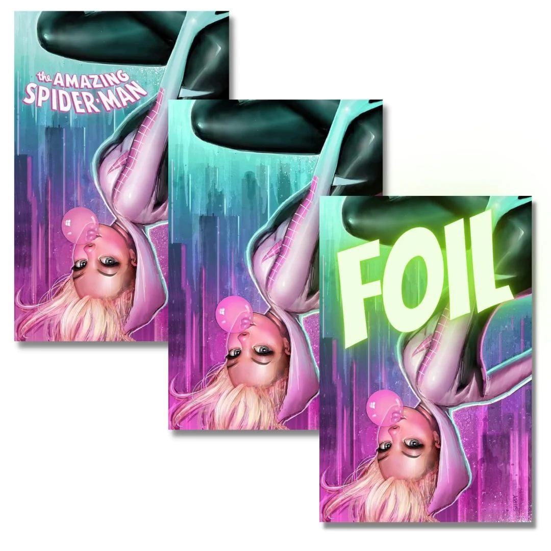 AMAZING SPIDER-MAN 37 EXCLUSIVE FOIL/VIRIGN/TRADE SZERDY SPIDER-GWEN BUBBLE BUM