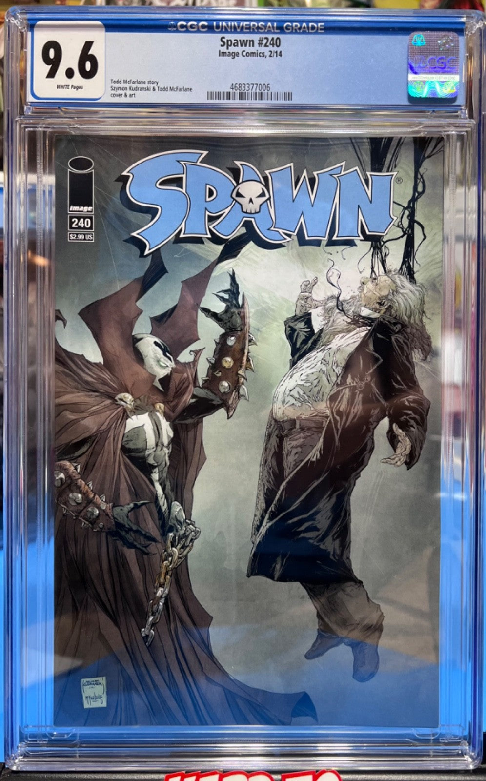 9.6 CGC SPAWN #240 WHITE PAGES TODD MCFARLANE 2014 LOW PRINT RUN