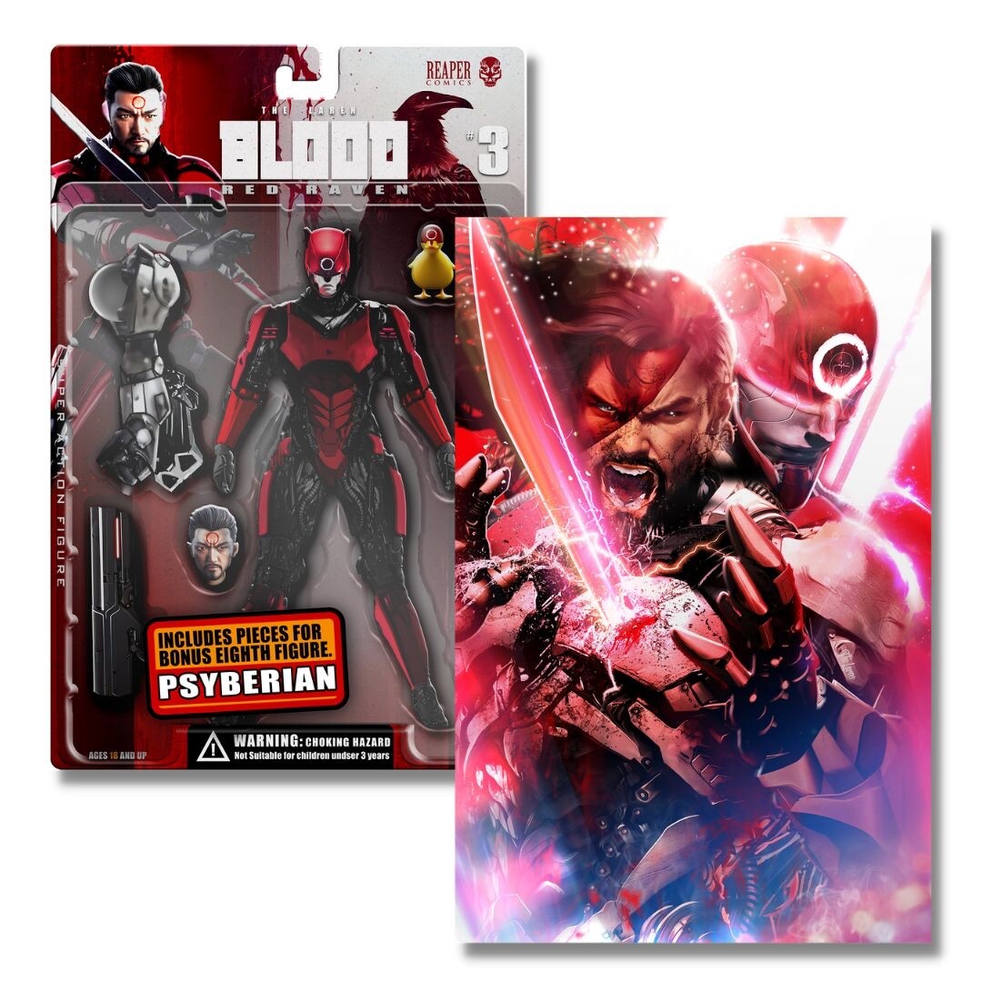 BLOOD RED RAVEN 3 EXCLUSIVE VIRGIN SPOT FOIL & ACTION FIGURE COVER - LE 25