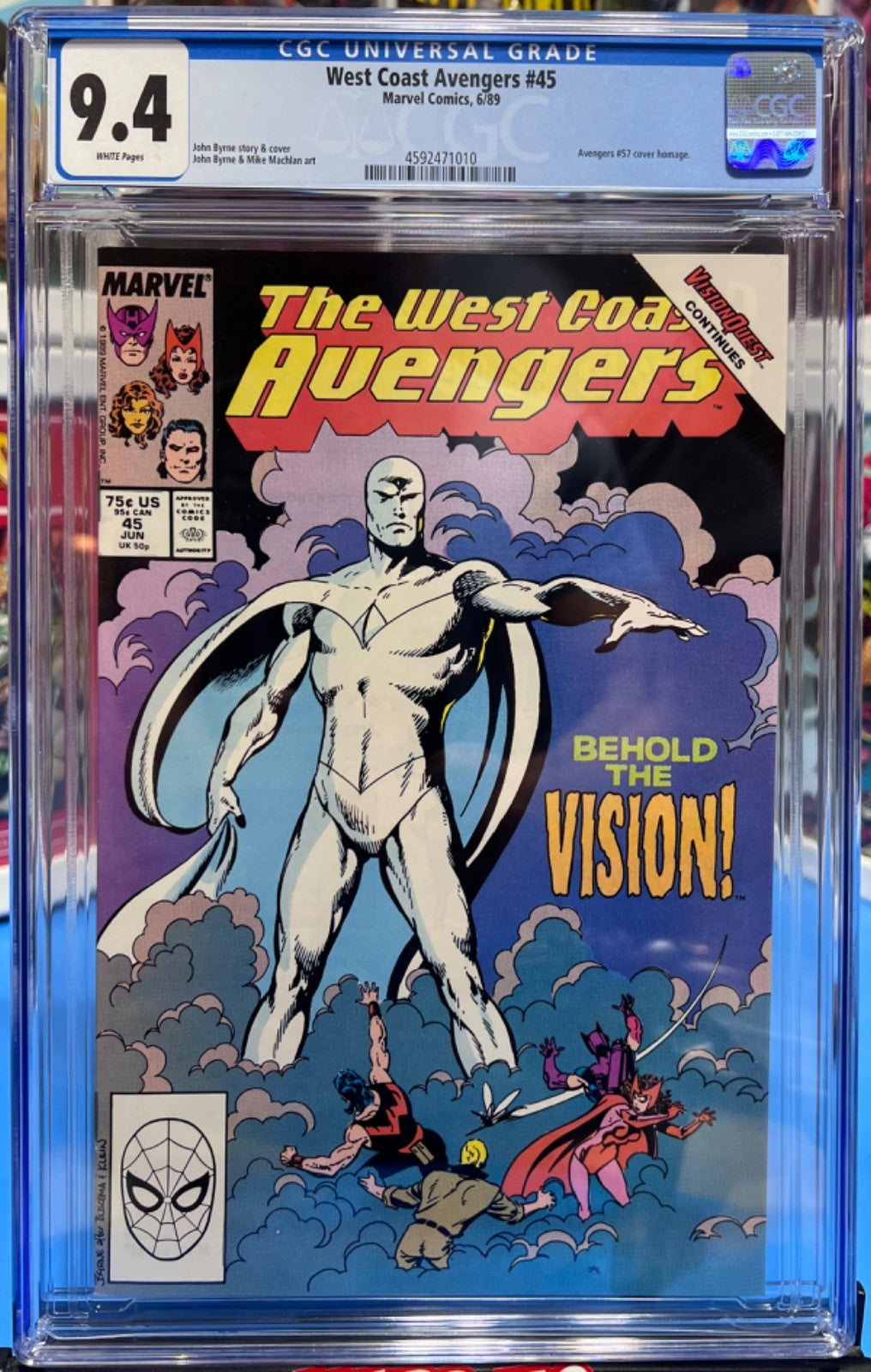 9.4 CGC WEST COAST AVENGERS #45 (Marvel, 1989)  1st APP WHITE VISION - MCU