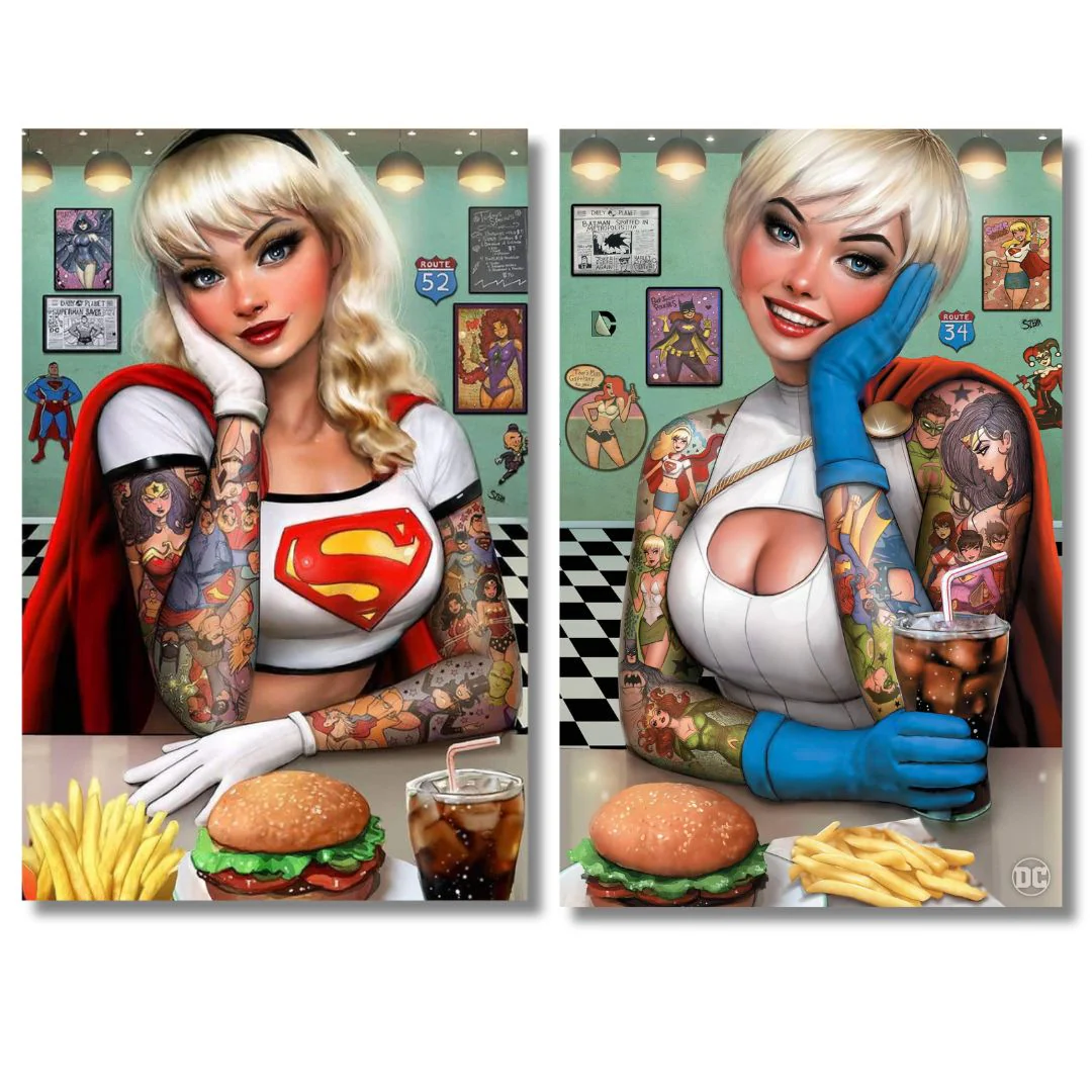 SUPERMAN 18-19 EXCLUSIVE VIRGIN SET - POWER GIRL, SUPERGIRL - SZERDY - DINER