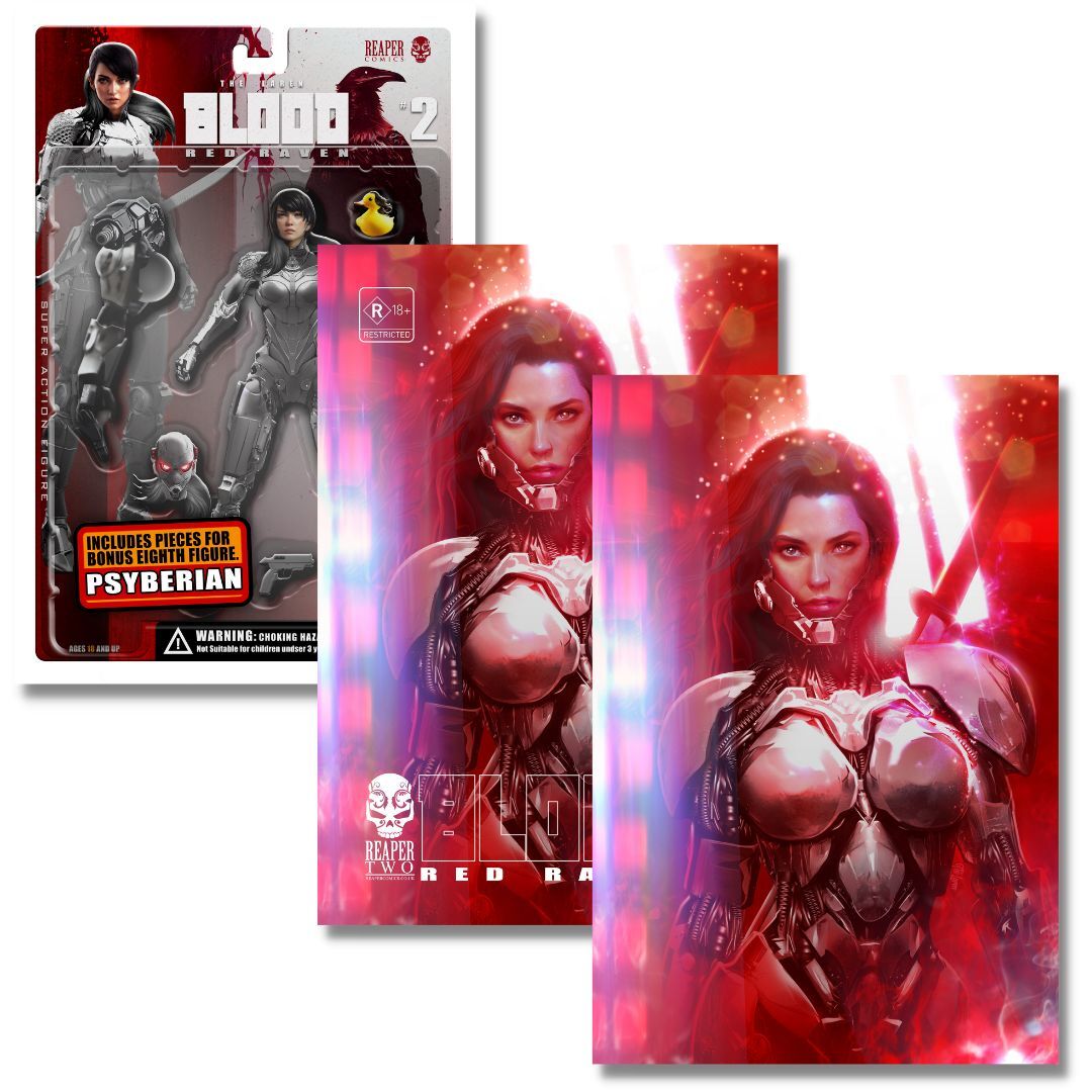 🔥 BLOOD RED RAVEN #2 EXCLUSIVE FOIL & ACTION FIGURE VARIANT - LTD 40 - NM