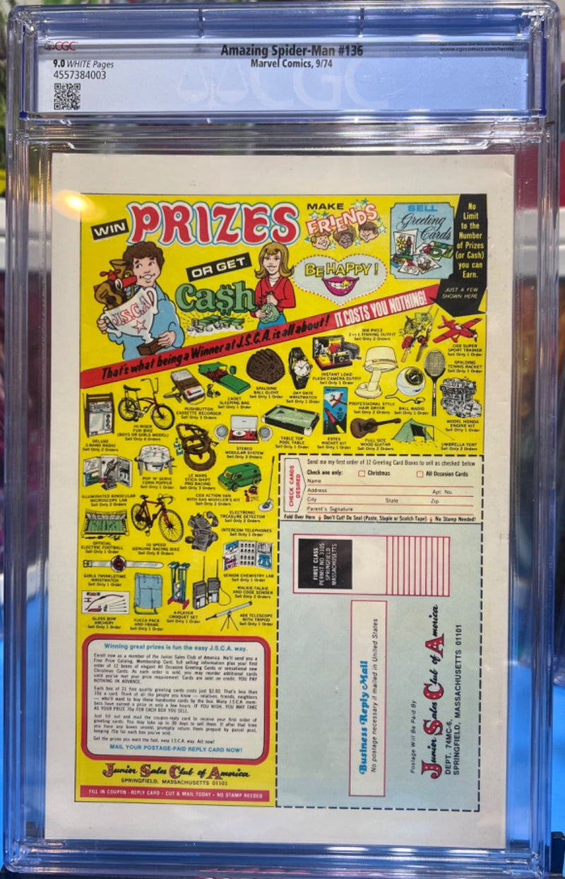 9.0 CGC AMAZING SPIDER-MAN #136 (1974) 1ST HARRY OSBORN GREEN GOBLIN - MAJOR KEY