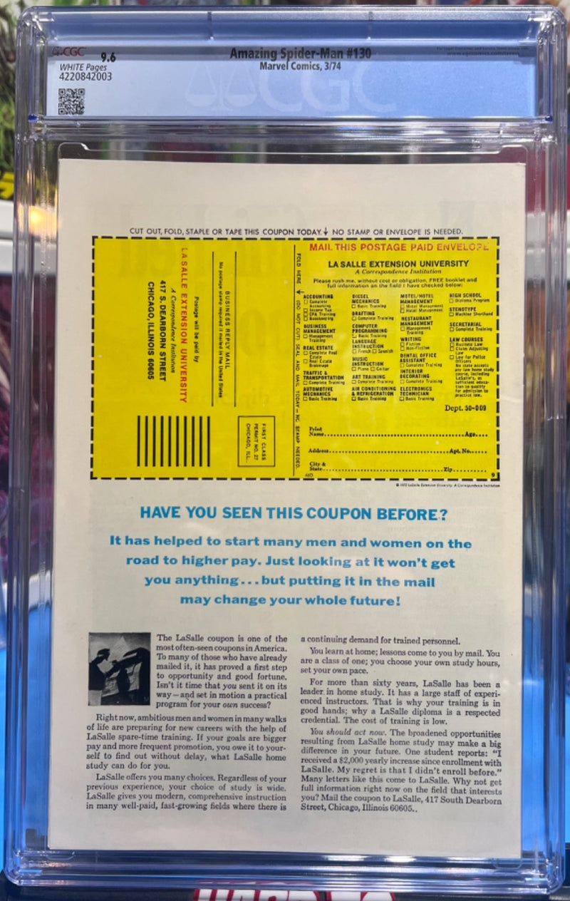9.6 CGC AMAZING SPIDER-MAN #130 (1974) HAMMERHEAD - 1st APP SPIDERMOBILE