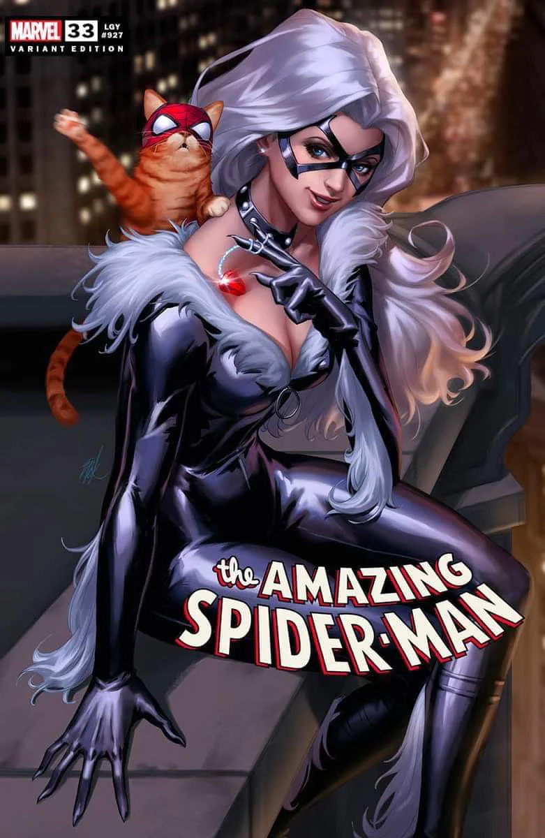 AMAZING SPIDER-MAN #33 EXCLUSIVE VIRGIN/TRADE - EJIKURE - BLACK CAT SPIDEY CAT!