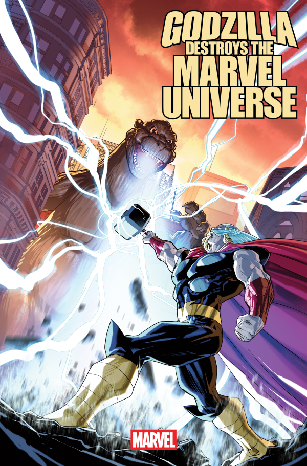 1:25 GODZILLA DESTROYS MARVEL UNIVERSE #1 INCENTIVE - PETE WOODS - THOR