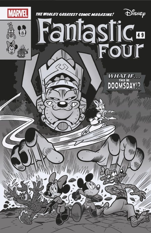 1:100 FANTASTIC FOUR #1 B&W DISNEY MICKEY WHAT IF? GALACTUS HOMAGE INCENTIVE