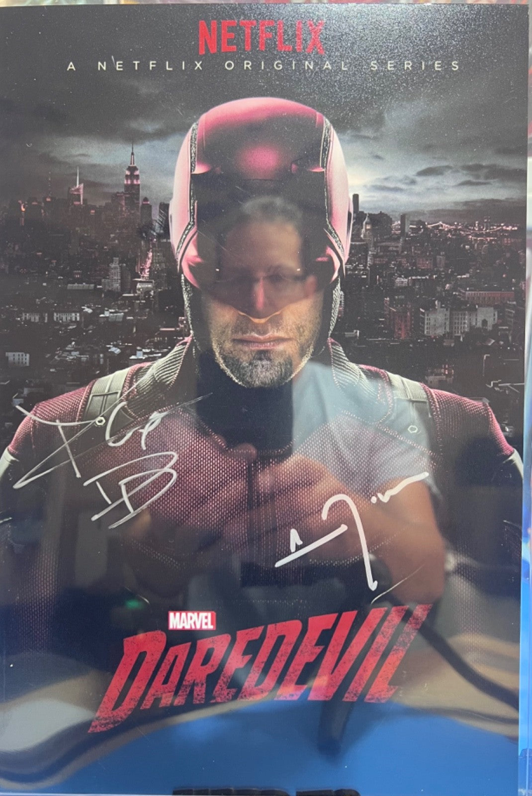 DAREDEVIL 8x12 PHOTO DOUBLE SIGNED CHARLIE COX & VINCENT D'ONOFRIO JSA CERT