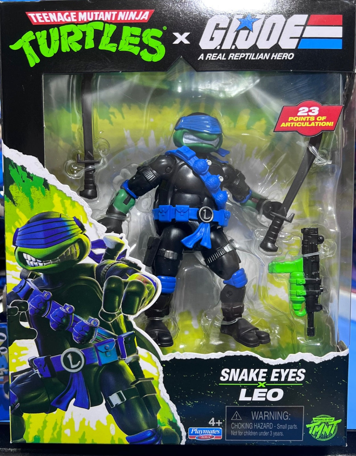 TEENAGE MUTANT NINJA TURTLES x GI JOE MASHUP, LEO /SNAKE EYES - NIB
