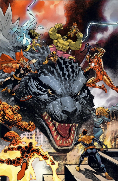 1:25 GODZILLA vs. FANTASTIC FOUR #1 VIRGIN WRAPAROUND 2ND PRINT - LOW PRINT