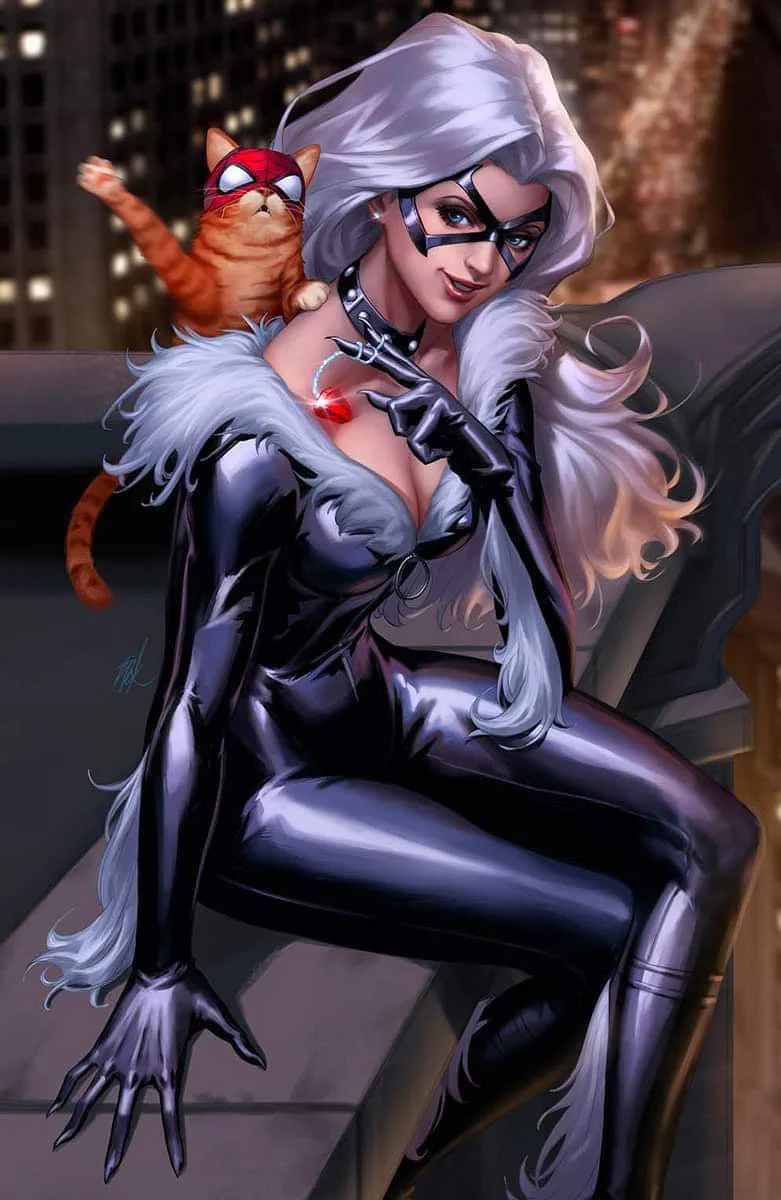 AMAZING SPIDER-MAN #33 EXCLUSIVE VIRGIN/TRADE - EJIKURE - BLACK CAT SPIDEY CAT!