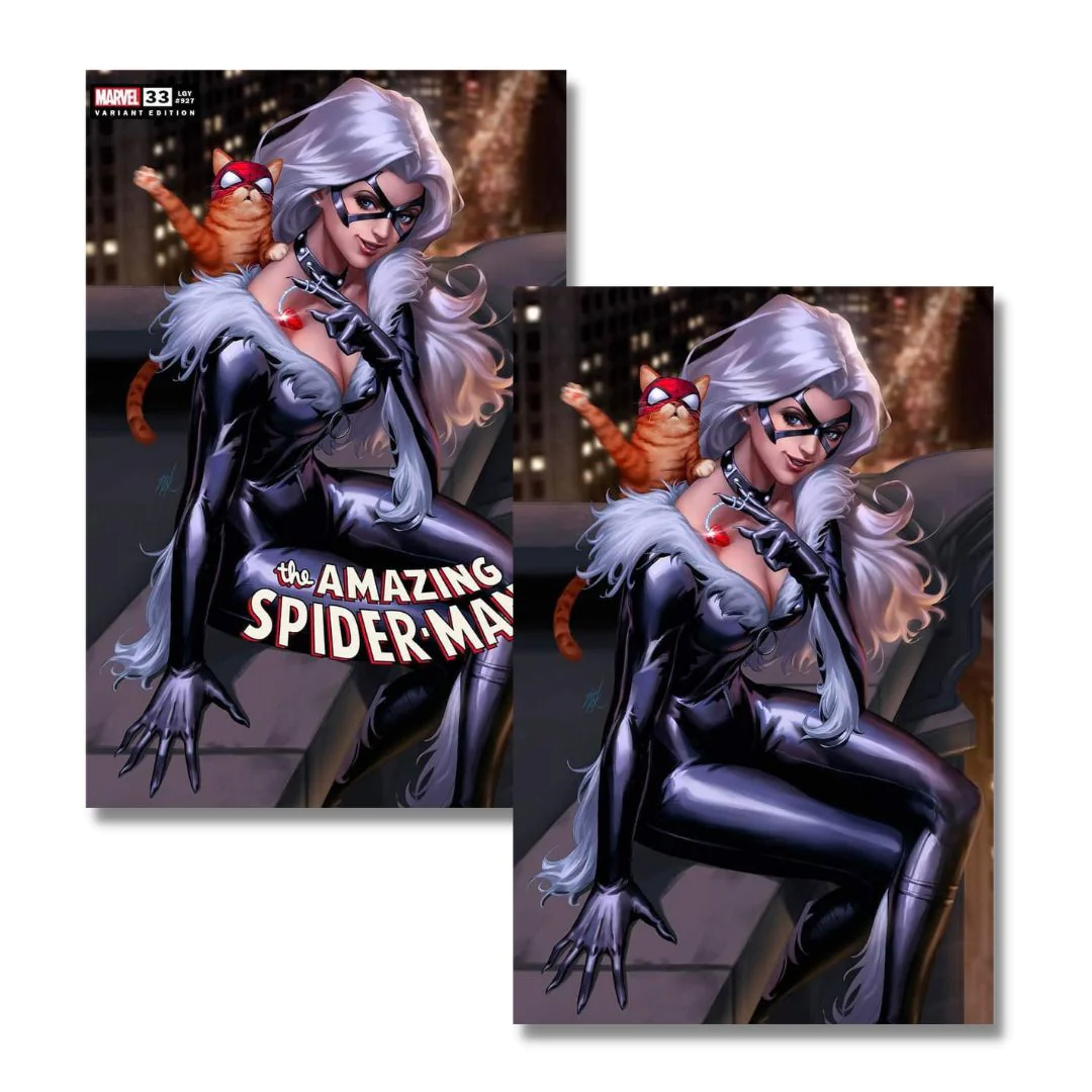AMAZING SPIDER-MAN #33 EXCLUSIVE VIRGIN/TRADE - EJIKURE - BLACK CAT SPIDEY CAT!