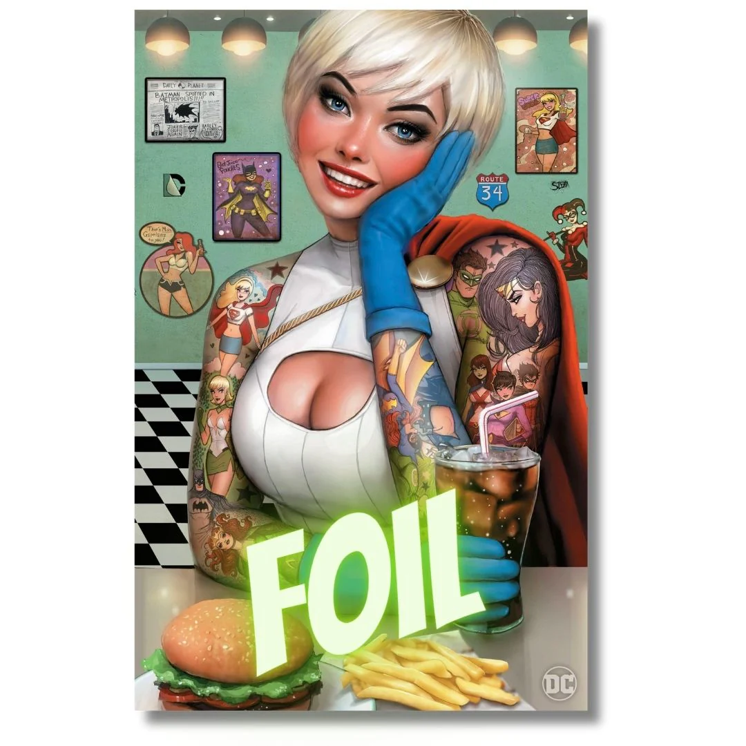 SUPERMAN #18 EXCLUSIVE TRADE/VIRGIN/FOIL  - POWER GIRL TATTOO DINER  - SZERDY
