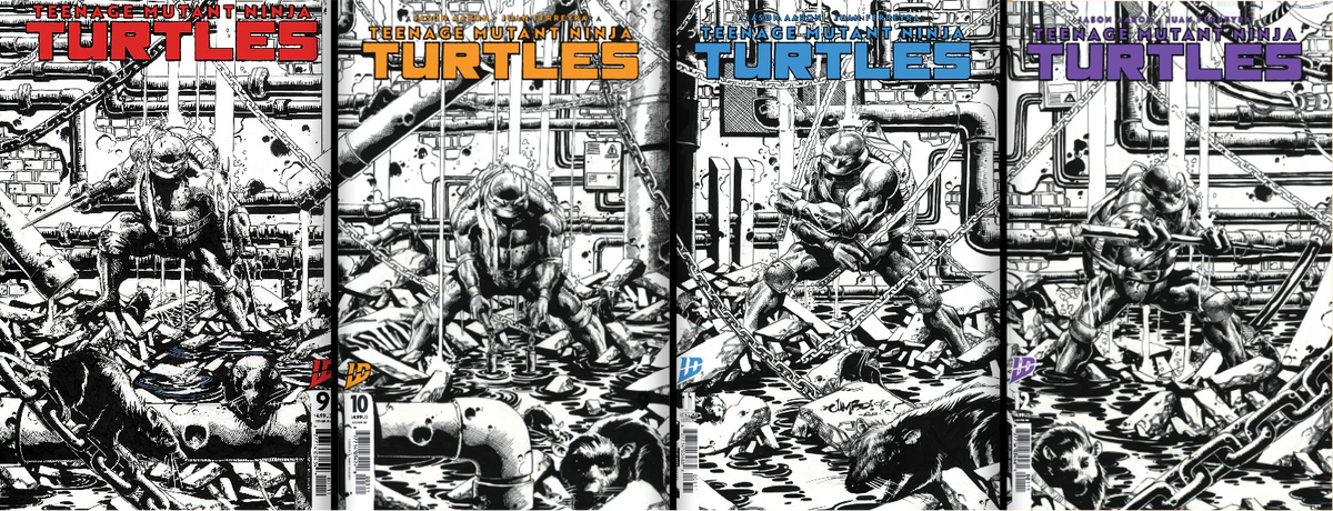 TMNT TEENAGE MUTANT NINJA TURTLES #9-12 EXCLUSIVE B&W CONNECTING COVER LTD600