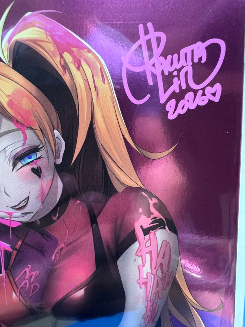 HARLEY QUINN #61 LACC VIRGIN FOIL EXCLUSIVE SIGNED RATCHA LIN w/COA