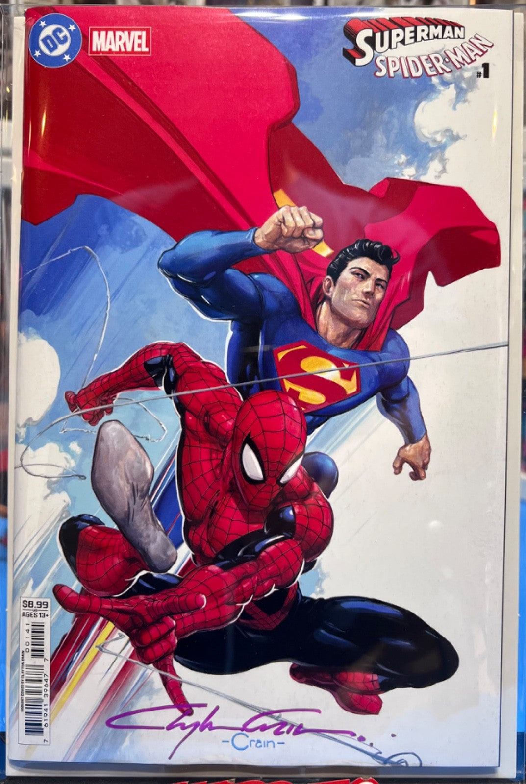 SIGNED SUPERMAN SPIDER-MAN #1 - CLAYTON CRAIN COA
