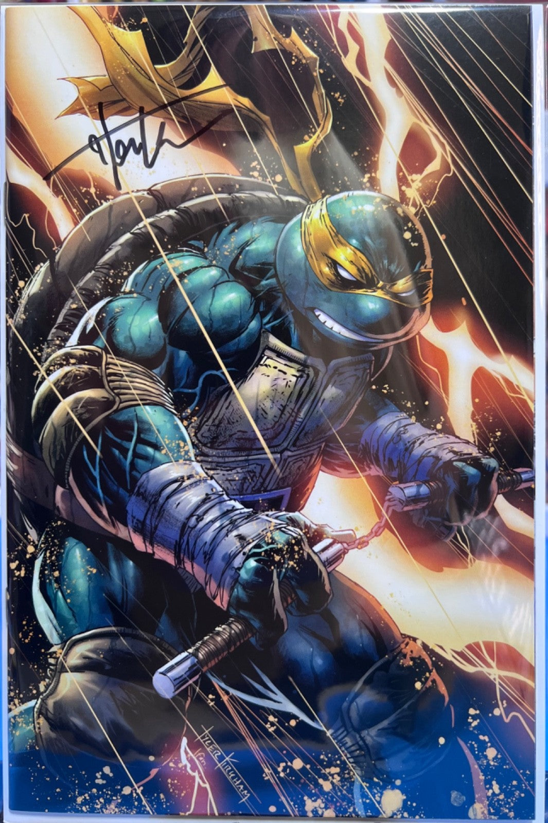 TEENAGE MUTANT NINJA TURTLES #300 SIGNED VIRGIN EXCLUSIVE MICHELANGELO - KIRKHAM