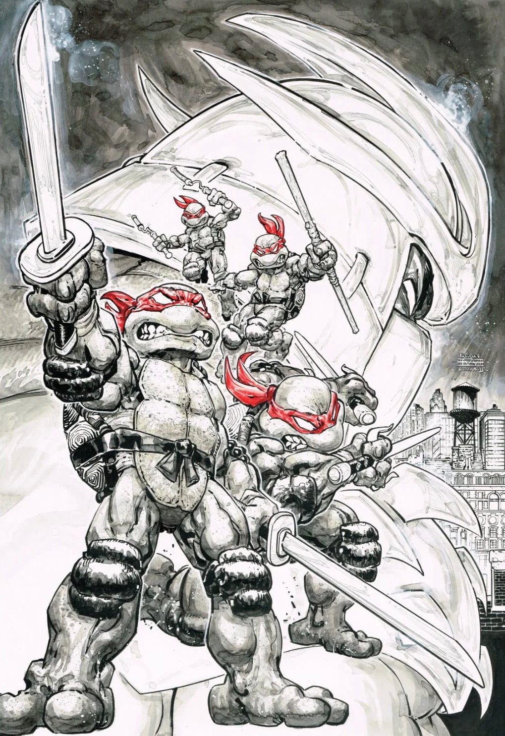 TMNT TEENAGE MUTANT NINJA TURTLES #1 VIRGIN & TRADE EXCLUSIVE - FREDDIE WILLIAMS (ORIGINAL 1984 SIZE)