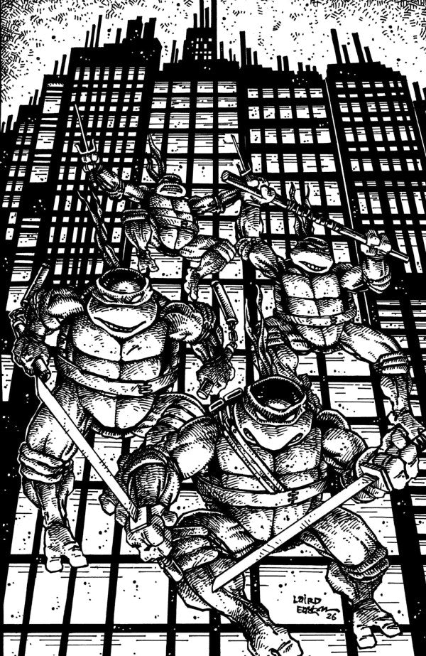 1:25 TMNT TEENAGE MUTANT NINJA TURTLES #300 VIRGIN B&W INCENTIVE - KEVIN EASTMAN - PRESALE EST SHIP AUG 28TH