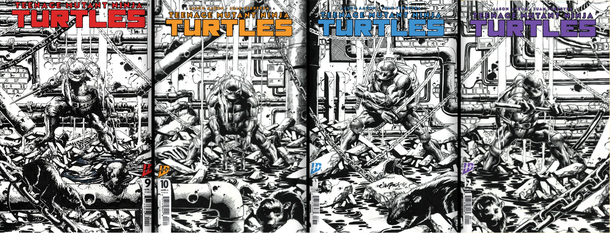 TMNT Teenage Mutant Ninja Turtles #9-12 (2025) B&W CONNECTING COVERS VIRGIN & TRADE EXCLUSIVE- SALGADO - PRESALE EST SHIP 11/10