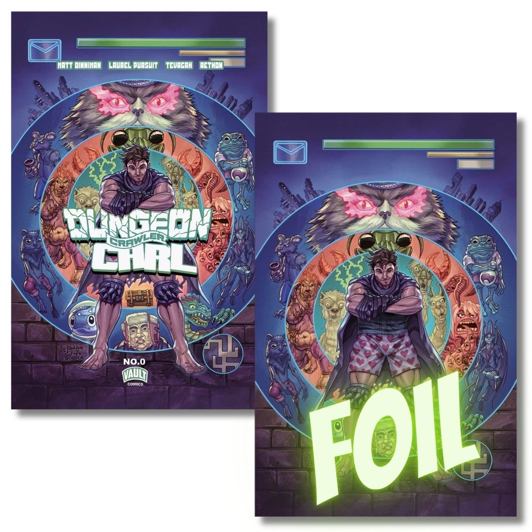 DUNGEON CRAWLER CARL #0 2ND PRINT EXCLUSIVE VIRGIN FOIL & TRADE SET - DOOM HOMAGE - DELGADO - PRESALE EST SHIP 10/7