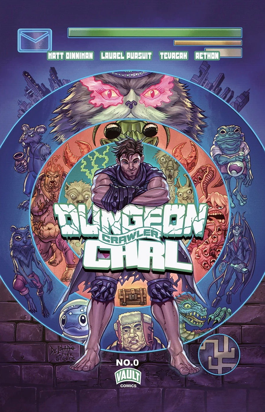 DUNGEON CRAWLER CARL #0 2ND PRINT EXCLUSIVE VIRGIN FOIL & TRADE SET - DOOM HOMAGE - DELGADO - PRESALE EST SHIP 10/7