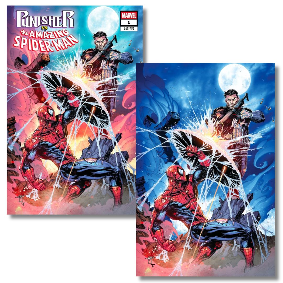 PUNISHER VS SPIDER-MAN #1 SDCC VIRGIN & TRADE EXCLUSIVE SET- URIBE - PRESALE EST SHIP 7/27